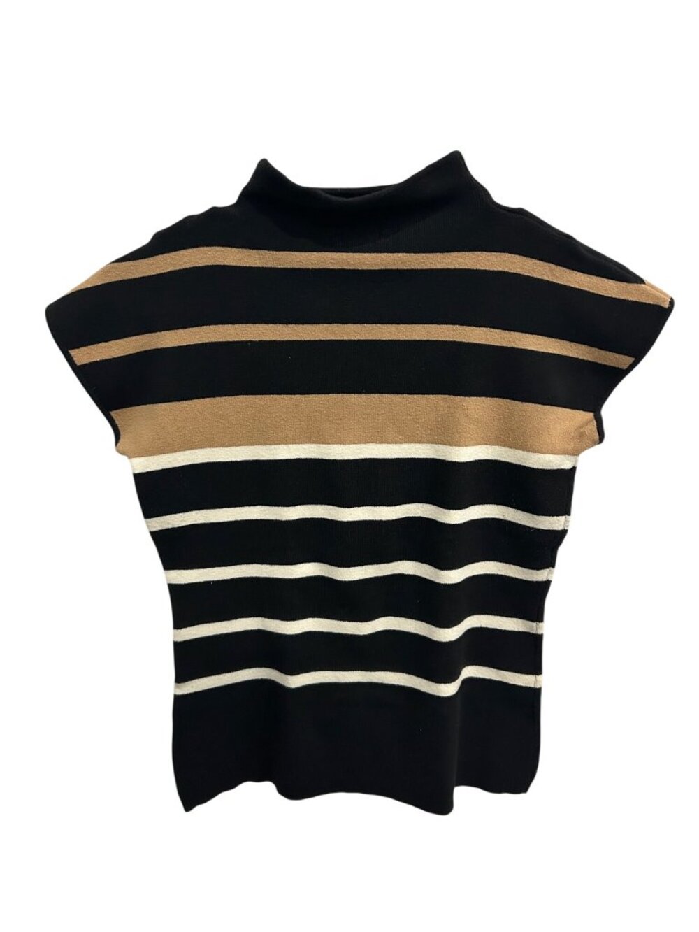 INC International Concepts Striped Mock Neck Short Sleeve Knit Sweater Top Chic - Picture 2 of 8